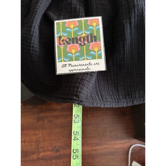 Old Navy Womens Boho Black Maxi Peasant Dress Sz L Dark Cottagecore Prairie - Picture 13 of 16